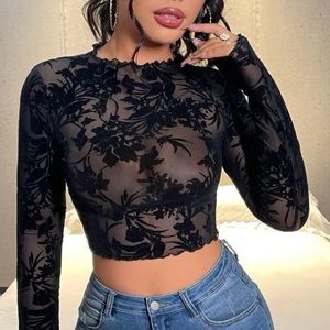 SHEIN never worn black mesh crop top